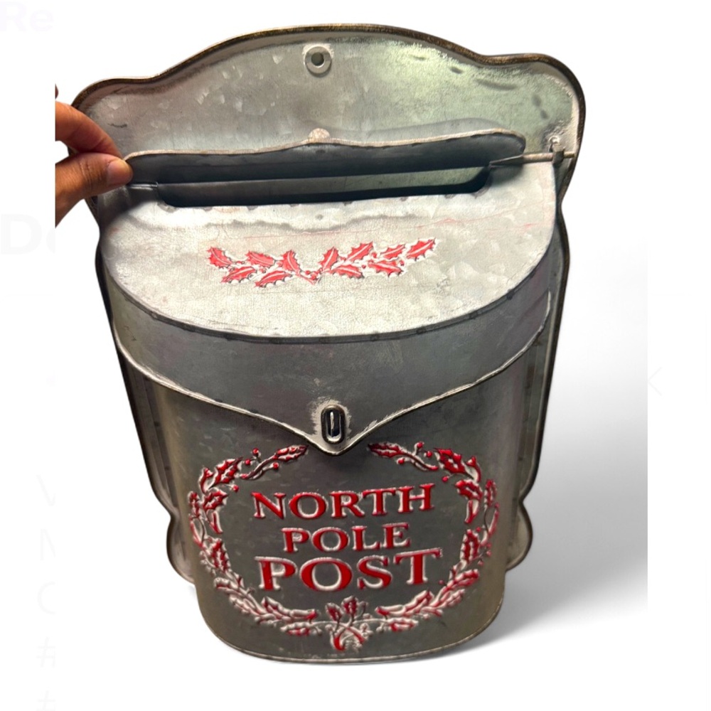 Michaels Silver and Red North Pole Post Mailbox